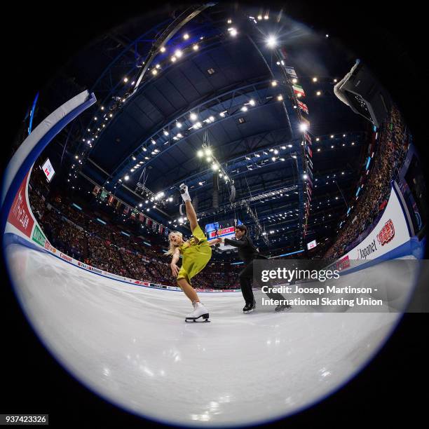 Piper Gilles and Paul Poirier of Canada compete in the Ice Dance Free Dance during day four of the World Figure Skating Championships at Mediolanum...