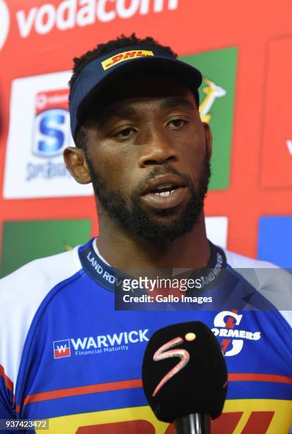 Siya Kolisi of the Stormers during the Super Rugby match between DHL Stormers and Reds at DHL Newlands Stadium on March 24, 2018 in Cape Town, South...