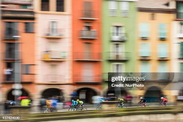 The peloton crossing Balaguer during the 98th Volta Ciclista a Catalunya 2018 / Stage 6 Vielha Val d'Aran - Torrefarrera of 194,2km during the Tour...