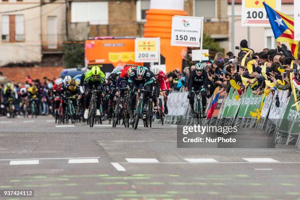 Spring of the peloton during the 98th Volta Ciclista a Catalunya 2018 / Stage 6 Vielha Val d'Aran - Torrefarrera of 194,2km during the Tour of...