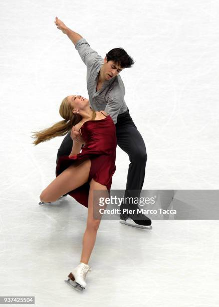 Kaitlyn Weaver and Andrew Poje of Canada compete in the Ice Dance Free Dance during day four during the World Figure Skating Championships at on...