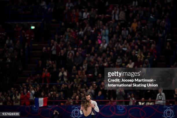 Gabriella Papadakis and Guillaume Cizeron of France compete in the Ice Dance Free Dance during day four of the World Figure Skating Championships at...