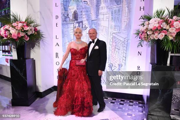 Roberta Gilardi and Donato Sestito arrive at the Rose Ball 2018 To Benefit The Princess Grace Foundation at Sporting Monte-Carlo on March 24, 2018 in...