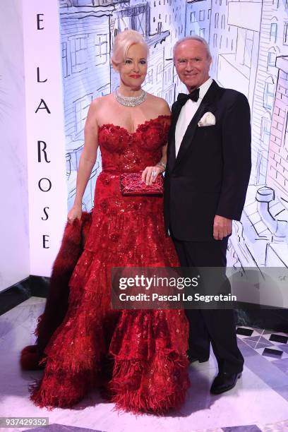 Roberta Gilardi and Donato Sestito arrive at the Rose Ball 2018 To Benefit The Princess Grace Foundation at Sporting Monte-Carlo on March 24, 2018 in...