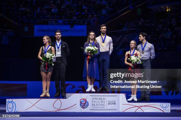 Madison Hubbell and Zachary Donohue of the United States, Gabriella Papadakis and Guillaume Cizeron of France and Kaitlyn Weaver and Andrew Poje of...