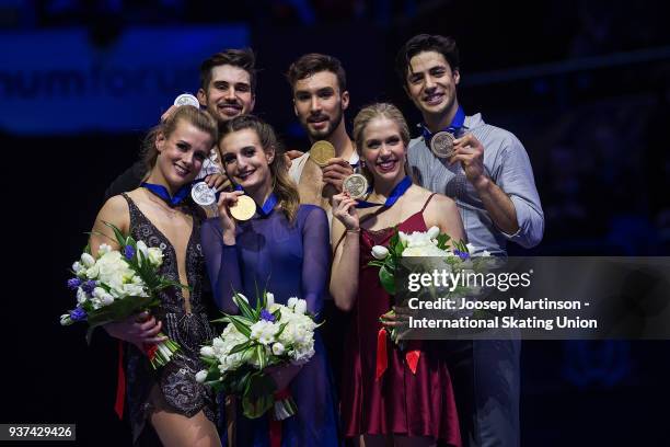 Madison Hubbell and Zachary Donohue of the United States, Gabriella Papadakis and Guillaume Cizeron of France and Kaitlyn Weaver and Andrew Poje of...