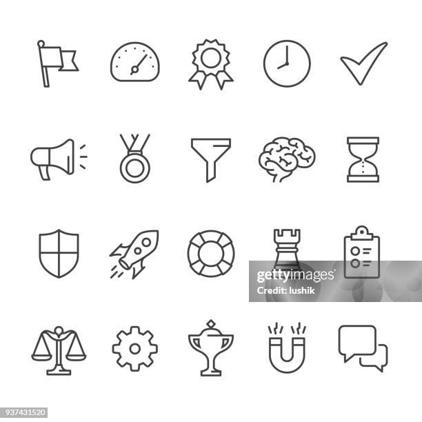 stockillustraties, clipart, cartoons en iconen met beheer thema - overzicht vector iconen - horseshoe magnet