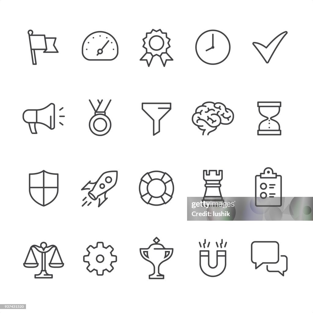 Management theme - outline vector icons