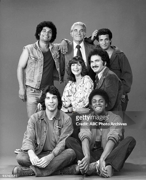 Cast - Pilot - 9/9/75, Pictured, top row; Robert Hegyes , John Sylvester White , Ron Palillo ; Middle row: Marcia Strassman , Gabe Kaplan ; bottom...