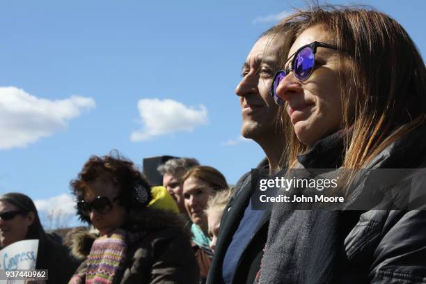 People listen during the March for Our Lives rally on March 24, 2018 in Stamford, Connecticut. More than 800 March for Our Lives events, organized by...