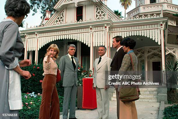 Movie - 1/20/78, Guest stars, pictured from left: Eleanor Parker , Carol Lynley , Peter Lawford , star Ricardo Montalban , Dick Sargent and Christina...