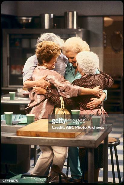 Estelle Getty as Sophia Petrillo, Bea Arthur as Dorothy Petrillo-Zbornak, Betty White as Rose Nylund, Rue McClanahan as Blanche Devereaux, circa 1988.