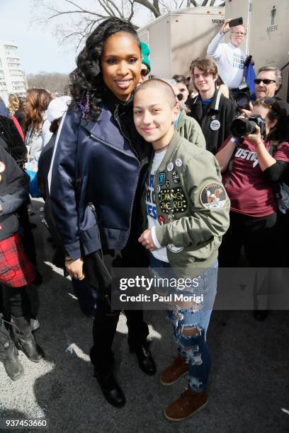 Jennifer Hudson and Emma Gonzalez attend March For Our Lives on March 24, 2018 in Washington, DC.