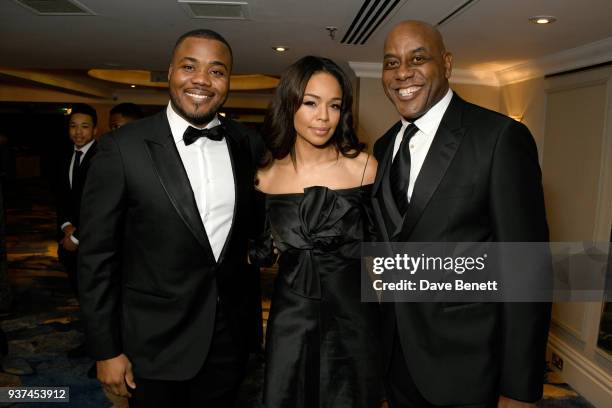 Selasi Gbormittah, Sarah-Jane Crawford and Ainsley Harriott attend The British Ethnic Diversity Sports Awards at The Grosvenor House Hotel on March...