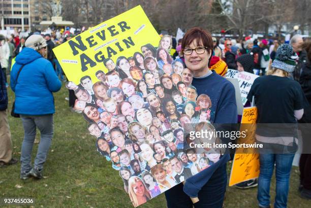 Demonstrator displays her sign during the March For Our Lives Rally on March 24 at the Connecticut State Capitol in Hartford, CT.