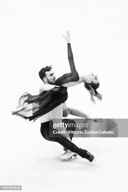 Gabriella Papadakis and Guillaume Cizeron of France compete in the Ice Dance Free Dance during day four of the World Figure Skating Championships at...