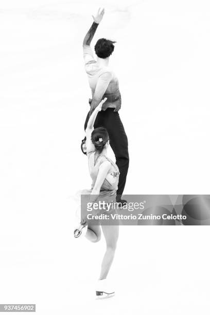 Kana Muramoto and Chris Reed of Japan compete in the Ice Dance Free Dance during day four of the World Figure Skating Championships at Mediolanum...
