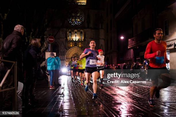 Athletes compete during Marathon de Bordeaux Metropole 2018 on March 24, 2018 in Bordeaux, France.