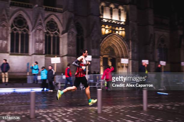 Athletes compete during Marathon de Bordeaux Metropole 2018 on March 24, 2018 in Bordeaux, France.
