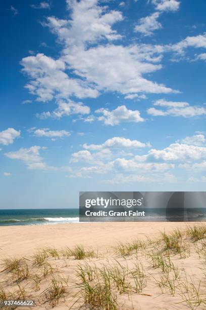 view of empty beach at east hampton. - long island stock pictures, royalty-free photos & images