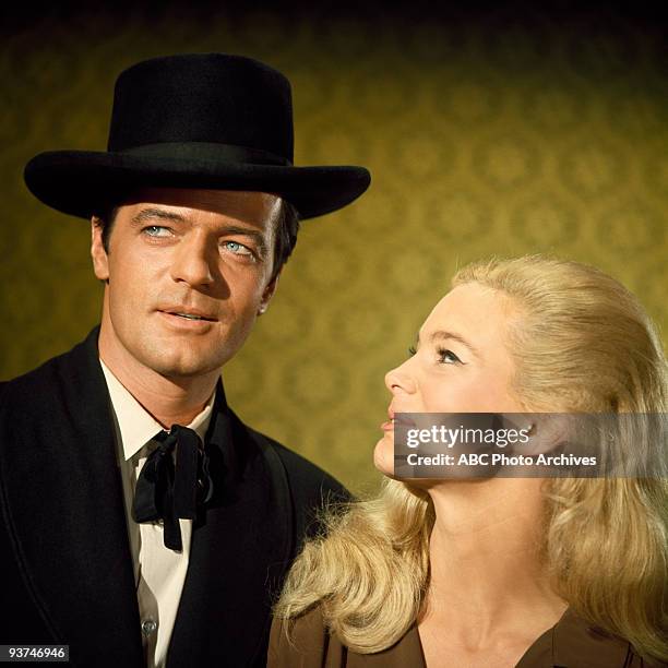 Brotherly Love" - Season Two - 2/20/1967., Linda Evans as Audra Barkley is intrigued by Robert Goulet who guest stars as Brother Love, a fake faith...