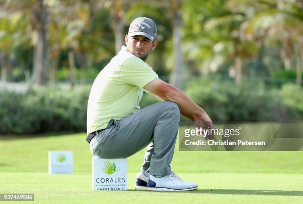 Matt Every waits to tee off on the 18th tee during round three of the Corales Puntacana Resort & Club Championship on March 24, 2018 in Punta Cana,...
