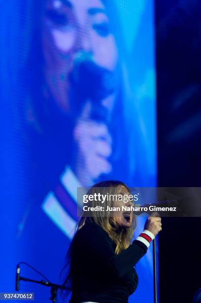 Amaia Montero performs during 'La Noche De Cadena 100' charity concert at WiZink Center on March 24, 2018 in Madrid, Spain.