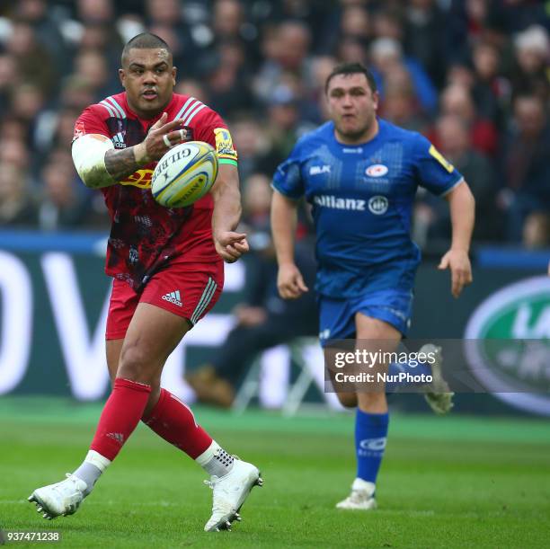 Kyle Sinckler of Harlequins during Aviva Premiership match between Saracens against Harlequins at London stadium, London England on 24 March 2018