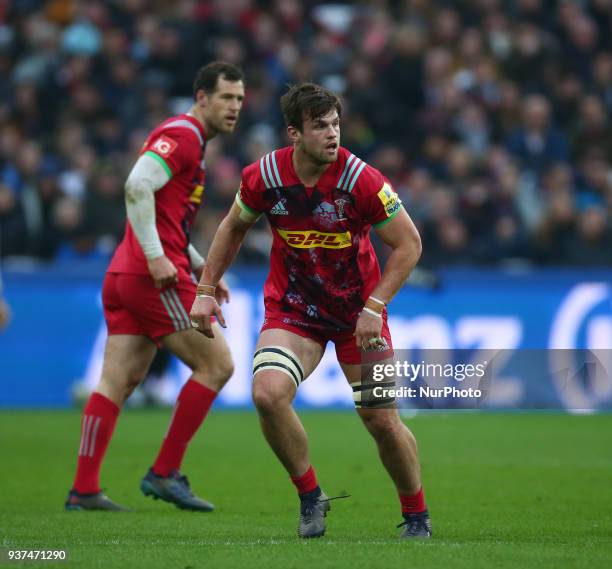 Jack Clifford of Harlequins during Aviva Premiership match between Saracens against Harlequins at London stadium, London England on 24 March 2018