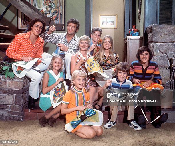 Widower Mike Brady , an architect with three sons, married Carol , a widow with three daughters. Their combined family, from left: Greg , Jan , Cindy...