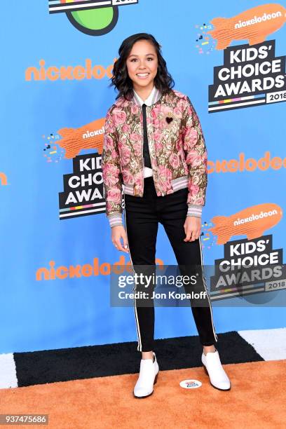 Breanna Yde attends Nickelodeon's 2018 Kids' Choice Awards at The Forum on March 24, 2018 in Inglewood, California.