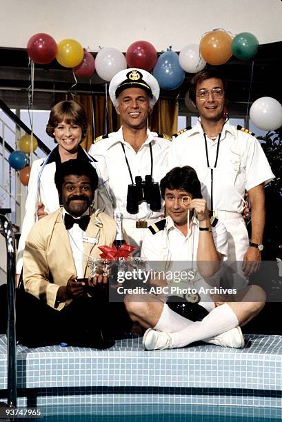 The Captain and the Lady"/"One If By Land"/Centerfold" - Season One - 9/24/77, Pictured, top row left: Lauren Tewes , Gavin MacLeod , Bernie Kopell ,...