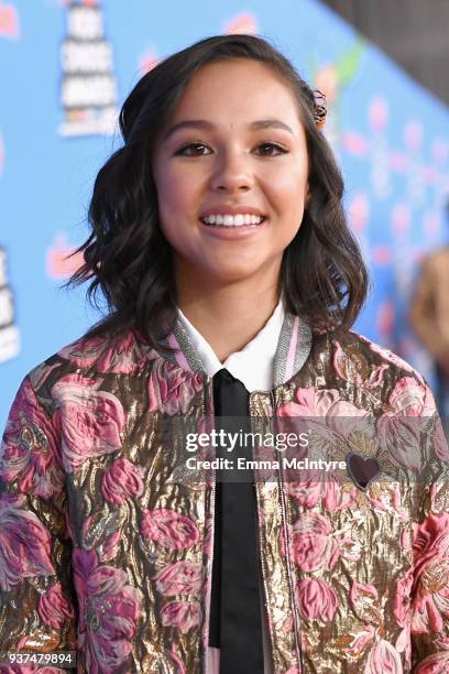 Breanna Yde attends Nickelodeon's 2018 Kids' Choice Awards at The Forum on March 24, 2018 in Inglewood, California.