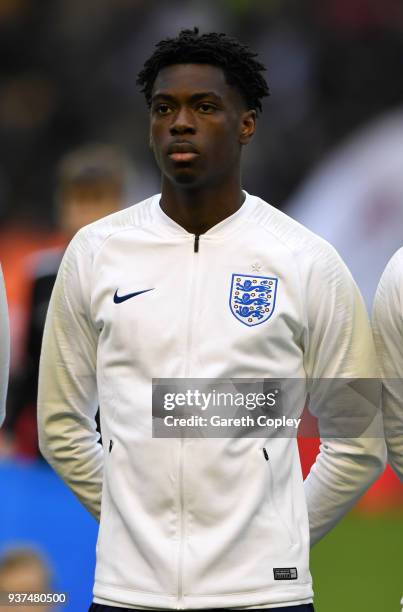 Ovie Ejaria of England during the International Friendly between England U21 and Romania U21 at Molineux on March 24, 2018 in Wolverhampton, England.