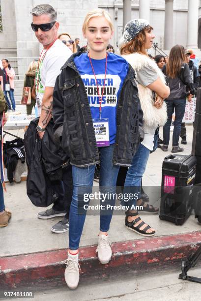 Meg Donnelly attends March For Our Lives Los Angeles on March 24, 2018 in Los Angeles, California.