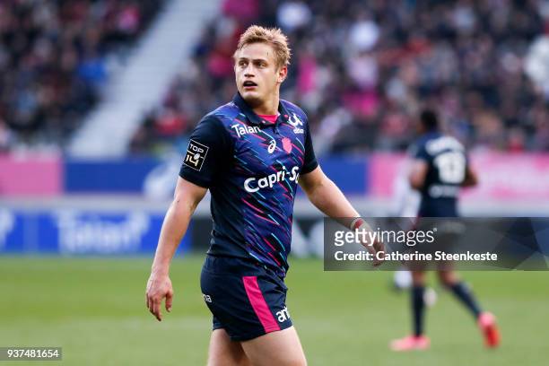 Jules Plisson of Stade Francais Paris looks on during the Top 14 match between Stade Francais Paris and Stade Toulousain at Stade Jean Bouin on March...