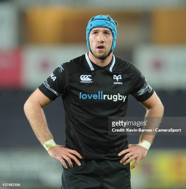 Ospreys' Justin Tipuric during the Guinness PRO14 Round 18 match between Ospreys and Leinster Rugby at Liberty Stadium on March 24, 2018 in Swansea,...