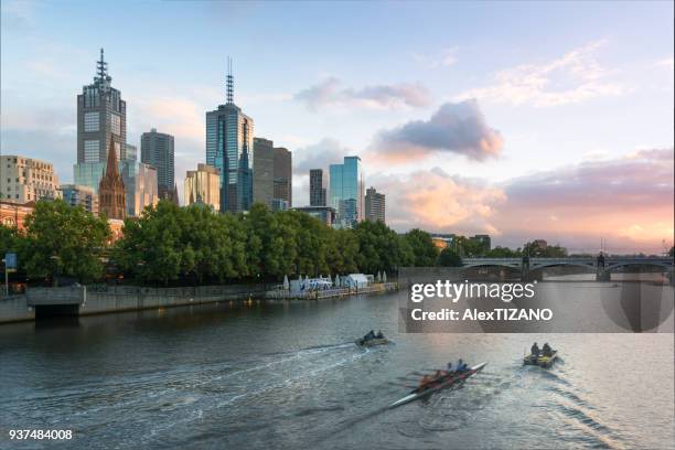 cityscape of melbourne - boat melbourne stock-fotos und bilder