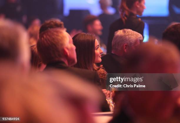 Johannes B. Kerner and his girlfriend Laura Schilling during the Radio Regenbogen Award 2018 at Europapark Rust on March 23, 2018 in Rust, Germany.