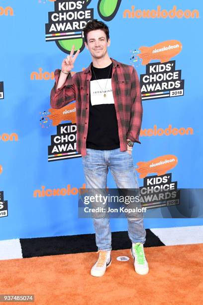 Grant Gustin attends Nickelodeon's 2018 Kids' Choice Awards at The Forum on March 24, 2018 in Inglewood, California.