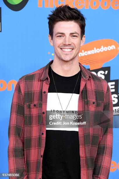 Grant Gustin attends Nickelodeon's 2018 Kids' Choice Awards at The Forum on March 24, 2018 in Inglewood, California.