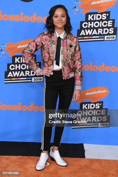 Breanna Yde attends Nickelodeon's 2018 Kids' Choice Awards at The Forum on March 24, 2018 in Inglewood, California.