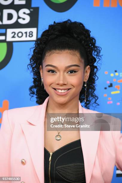 Sierra Capri attends Nickelodeon's 2018 Kids' Choice Awards at The Forum on March 24, 2018 in Inglewood, California.