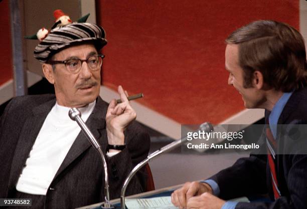 Groucho Marx chatted with Dick Cavett.,