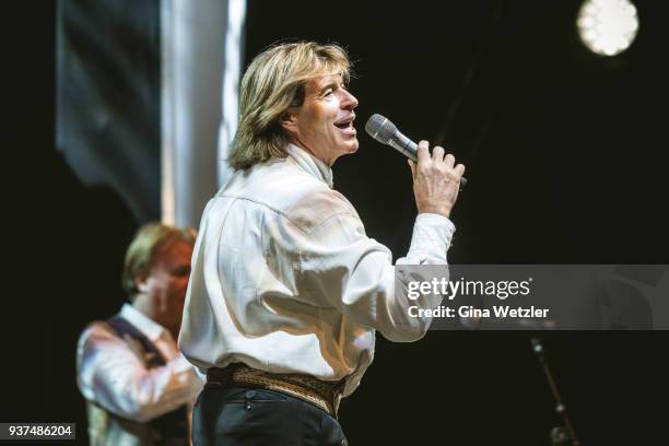 Austrian singer Hans Hinterseer aka Hansi Hinterseer performs live on stage during a concert at the Tempodrom on March 24, 2018 in Berlin, Germany.