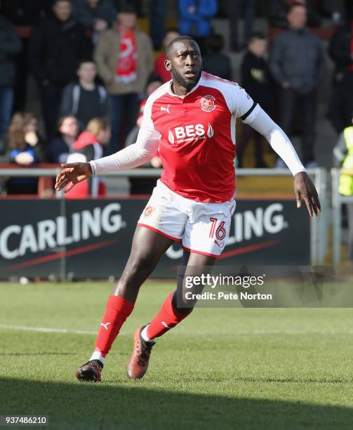 Toumani Diagouraga of Fleetwood Town in action during the Sky Bet League One match between Fleetwood Town and Northampton Town at Highbury Stadium on...