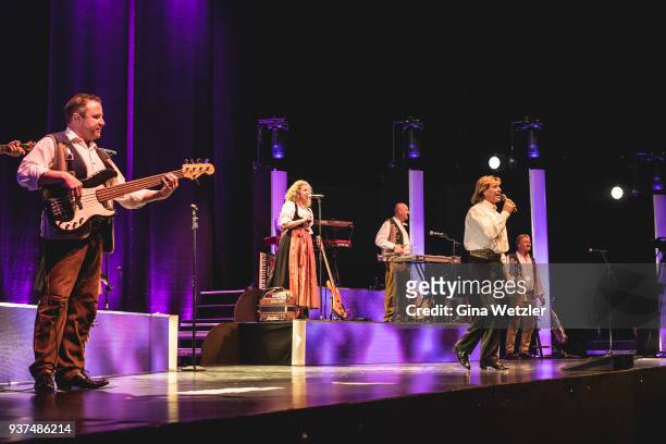 Austrian singer Hans Hinterseer aka Hansi Hinterseer performs live on stage during a concert at the Tempodrom on March 24, 2018 in Berlin, Germany.