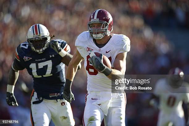 Alabama Colin Peek in action, rushing vs Auburn. Auburn, AL CREDIT: Bob Rosato