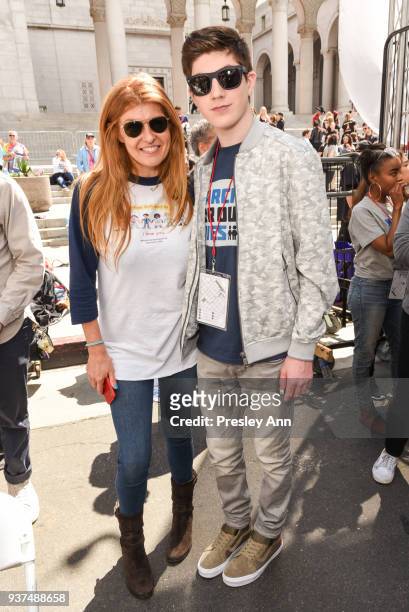 Connie Britton and Mason Cook attend March For Our Lives Los Angeles on March 24, 2018 in Los Angeles, California.