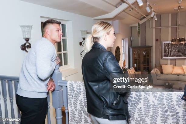 Alex Bowen and Olivia Buckland shopping for their new home in Arighi Bianchi ahead of their wedding on March 24, 2018 in Macclesfield, England.